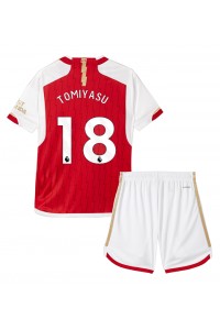 Arsenal Takehiro Tomiyasu #18 Jalkapallovaatteet Lasten Kotipeliasu 2023-24 Lyhythihainen (+ Lyhyet housut)